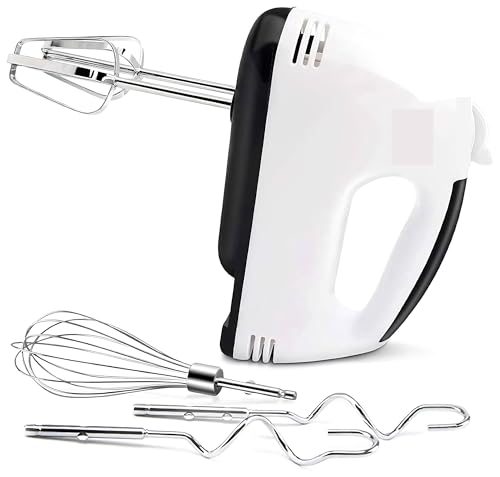 Batidora de mano eléctrica 7 velocidades: batidora cocina portátil con 5 accesorios acero inoxidable, ideal for batir, mezclar galletas, pasteles y huevos(US)
