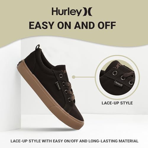 Image of Hurley Kids Finn Sneakers - Canvas Skate Shoes for Kids, Low Cut Tennis Shoes for Girls and Boys