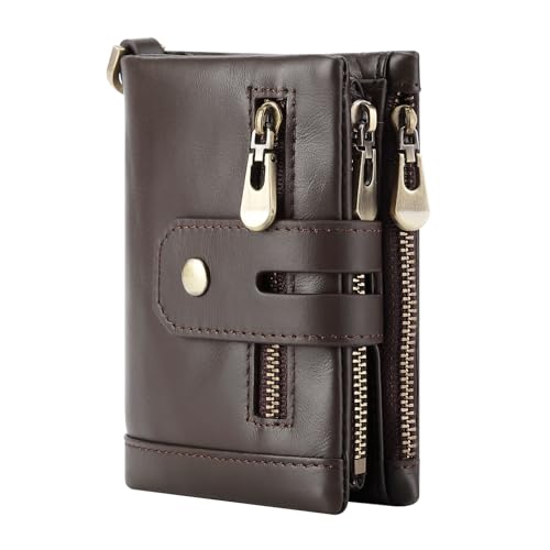 Wallet Vertical First Layer Multifunctional Zipper Leather Wallet for Men(white-Patch five-pointed star4)