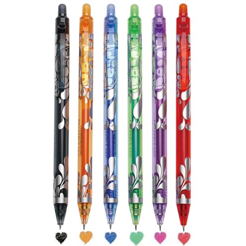 6 bolígrafos retráctiles borrables de colores MOZXIRZ 0.5mm