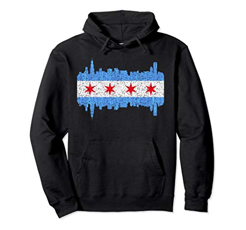 City Of Chicago Hoodie - Chicago City Flag Vintage Hoodie