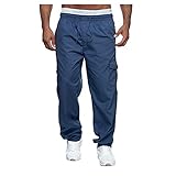 TIFIY Lose Jogginghose Herren Multi-Pocket Cargohose Straight-Leg Overalls Sport Parkour Fitness Trainingshose Lounge Hose Schwarz Braun