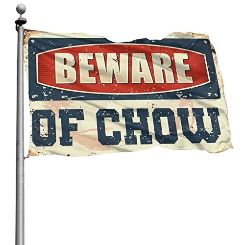 Poster drapeau gaeruite Beware of Chow 152x244 cm pour habiller un mur vide