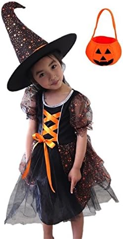 Amazon Fuwafuwachild ハロウィン Halloween キッズ ウィッチコスチューム 衣装 なりきり 仮装 パーティー グッズ 子供用 魔女 魔法使い セット オレンジスター魔女m 110 125cm キッズコスチューム おもちゃ