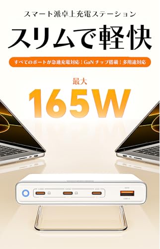 Gloture MoveBoost 165W GaN}[d, 4|[gUSB[dXe[V, USB-C×3/USB-A×1, PD/PPSΉ, X}[gfoCX[d, ωPCf (X^[CgzCg, V^X^h)