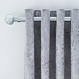 A.Unique Home Gem Crystal Ball Metal Extendable Curtain Pole with Rings and Fittings, In a Variety of Colours and Sizes (25/28mm) (Nickel, 120cm - 220cm, 47" to 87" Approx) - Image 3