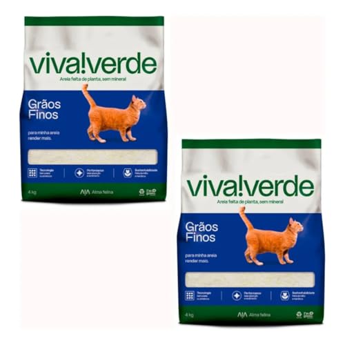 Kit 2 Areia Higiênica Biodegradável Limpeza Plena Viva Verde 4 kg