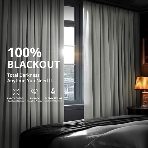 HPD Half Price Drapes Signature Velvet Thermal Blackout Curtains for Living Room 120 Inch Long (1 Panel) Rod Pocket Insulated Blackout Curtains for Bedroom Window Curtains, 50W x 120L, Reflection Grey