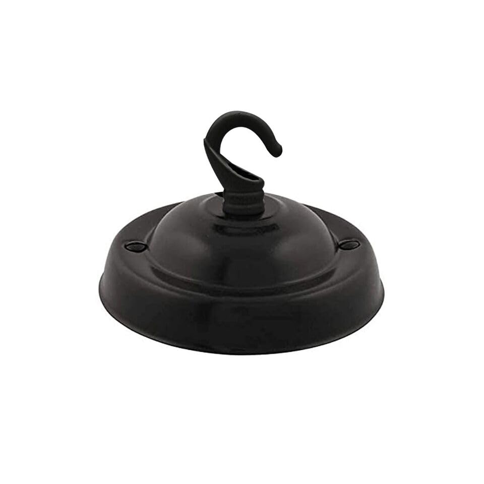 Ceiling Rose Hook Plate Vintage Shiny Black Metal 10.5 cm Cover Canopy Antique Single Out Side Fitting with Accessories for Chandliers Pendant Lights Wall Lamps Hanging Lights Planters Decorations — image 1
