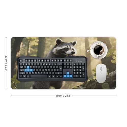 Desk Pad Protector 24x12 Inch Extended Raccoon Mouse Mat miniatura 2