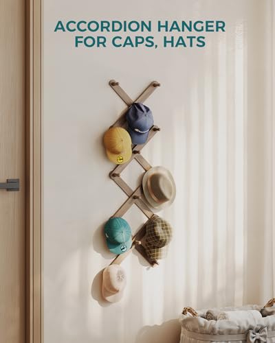 OROPY Wood Accordion Wall Hanger, Expandable Coat Rack Wall Mount with 14 Pegs, Expanding Hat Rack for Wall, X Shape, 27"×10", Walnut Color - Thumbnail 5