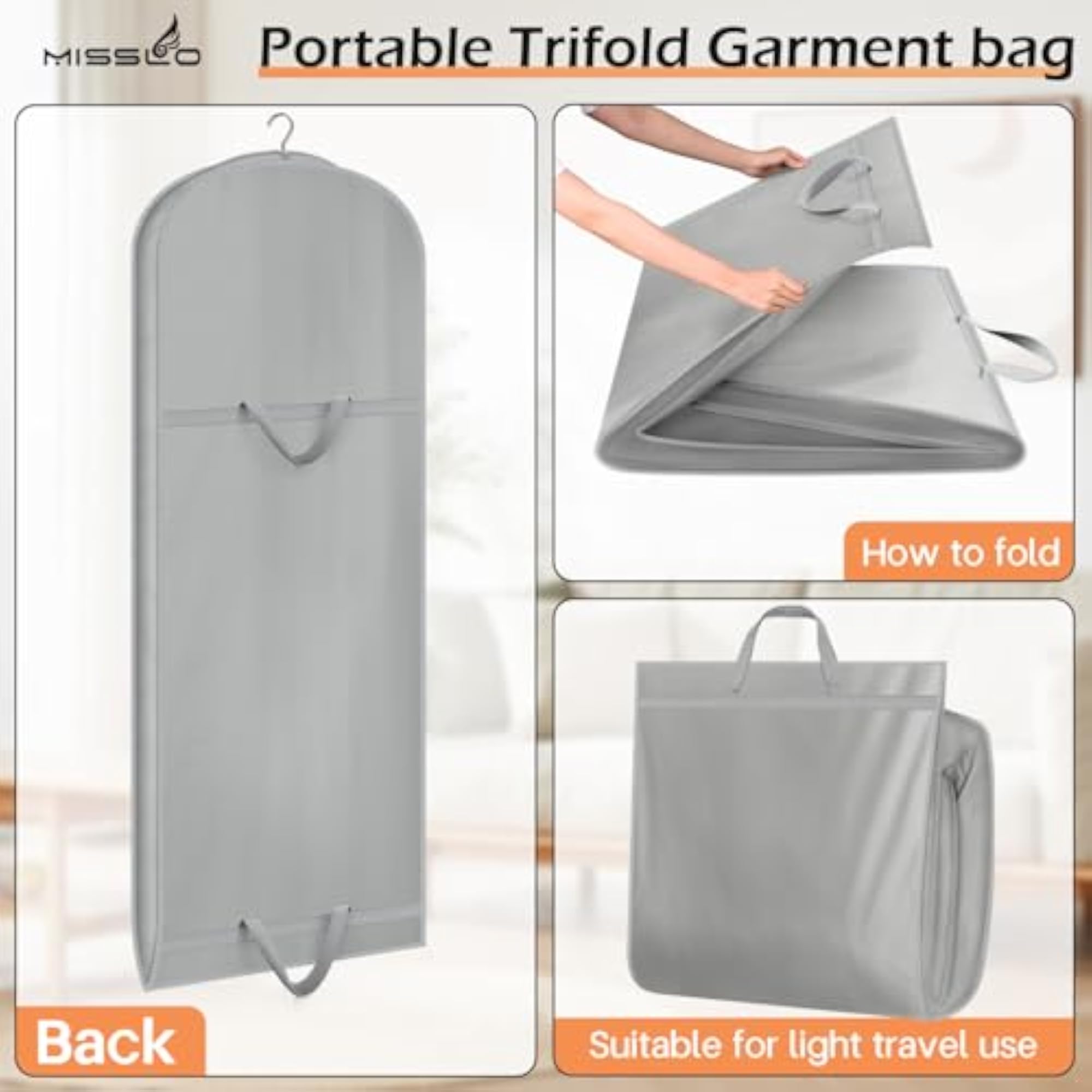 2 Packs Garment Bags for Travel, Grey