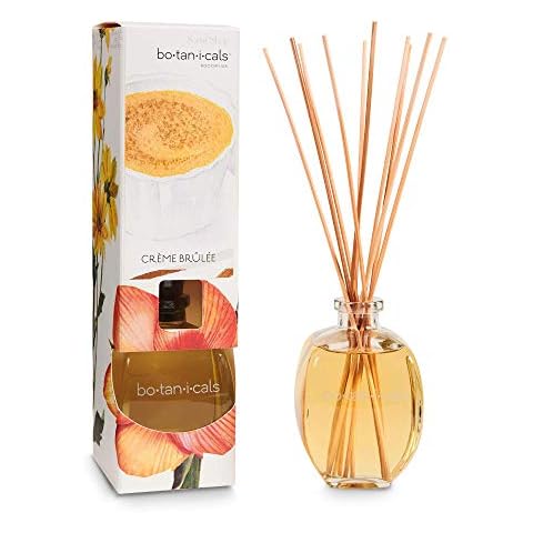 Scent Shop - Botanicals Reed Diffuser Creme Brulee Scented Oil - Includes 10 Wood Fragrance Sticks 8 fl. oz Cover