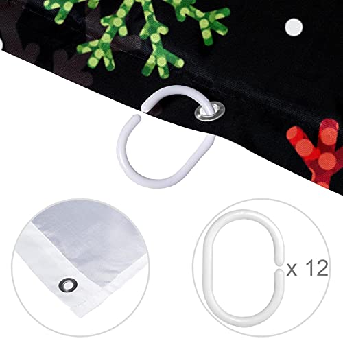 Rideau de douche imperméable anti-moisissure motif flocons noirs 66x73