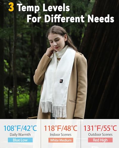 Heated Scarf for Older Senior Women Rechargeable 2024 Pashmina Warmer Christmas Birthday Gifts Ideas Mother in Law Grandmother Stepmother Mom Luxury Female Practical Gifts from Sister Daughter Beige3