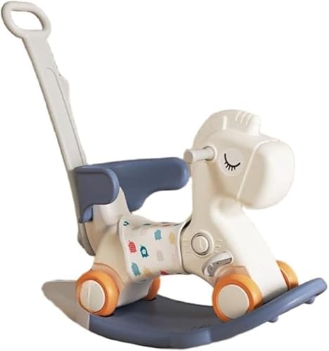 Rutexc 子供用 3in1 木馬乗り物 足蹴り車兼用押し手付き 方向転換可能 1-5 歳用 リビング・子供部屋適合 (星空灰-五合合+星球座布団+滑り止め輪)