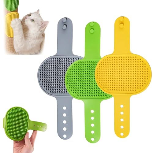 Silicone Grooming Strap Pad for Cats, 2026 New Cat Self Groomer Brush Adjustable Silicone Cat Self Groomer Brush, Multifunctional Combs Massager for Cats Tree Furniture Sofa Chair Legs (3pcs)