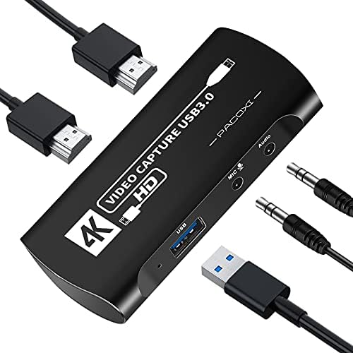PACOXI 4K Capture Card for Nintendo Switch, USB 3.0 1080P 60FPS HD Video Game Capture Card for Streaming, Low Latency Work with Xbox PS4 PS5 PC DSLR for OBS Twitch Live Streaming, Game Recording