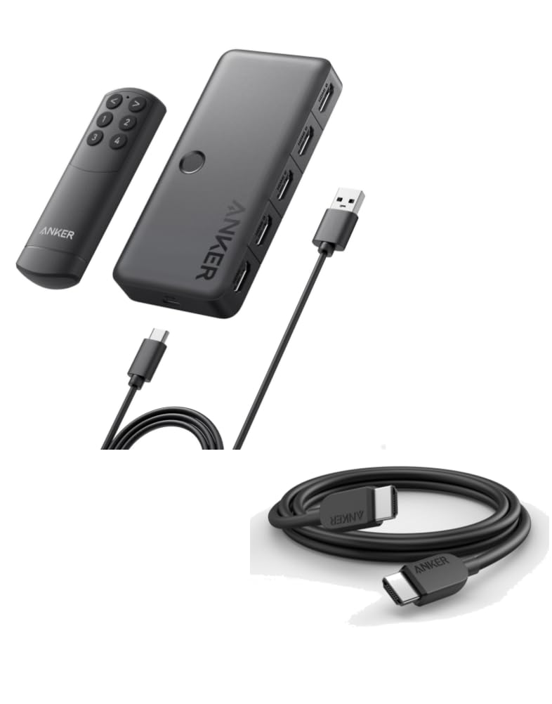 Anker HDMI Switch, 4K 60Hz HDMI Switcher HDMI Cable 8K@60Hz, 6ft