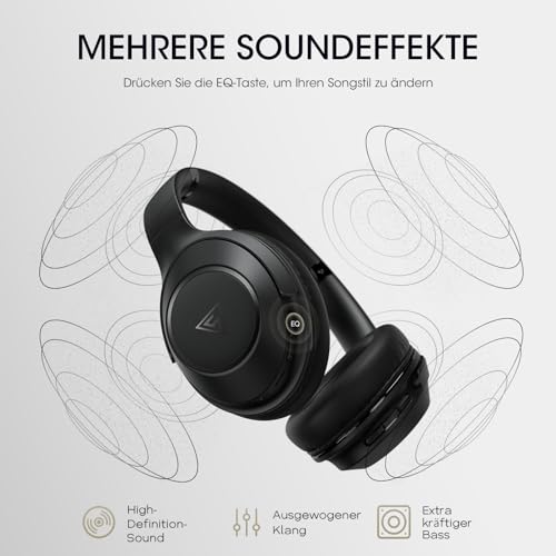 DOQAUS Bluetooth Kopfhörer Over Ear, 70 Stunden Spielzeit,Kopfhörer Kabellos Bluetooth mit 3 EQ-Modi,HiFi-Stereo Faltbares Bluetooth 5.3 Wireless Headphones für Reisen/Büro/Handy/PC-Schwarz – Bild 4