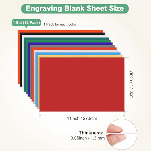 Image of M METERXITY 12-Pack Double Color Laser Engraving Blanks 7x11 Inch,1.3mm Thick ABS Plastic Sheet Engraved Material for Name Plate /Yard Signs /Laser Cutting /DIY Carving /Craft[12-Color]