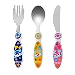 Kids Cutlery Set – 3PCS Childrens Toddler Dinnerware Set Gift for Boys & Girls, Includes Knife, Fork & Spoon, Travel Cutlery Set for Kids (Baby Shark)
