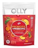 OLLY Probiotic + Prebiotic Gummy, Digestive Support and Gut Health, 500 Million CFUs, Fiber, Adult Chewable Supplement, Peach, 60 Day Supply - 60 Count Pouch