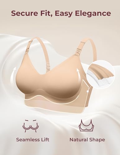 Image of Momcozy Nursing Bras for Breastfeeding, YN21 Seamless Ultra Comfort Maternity Bra, Natural Shape, Pregnancy Sleep Bralette