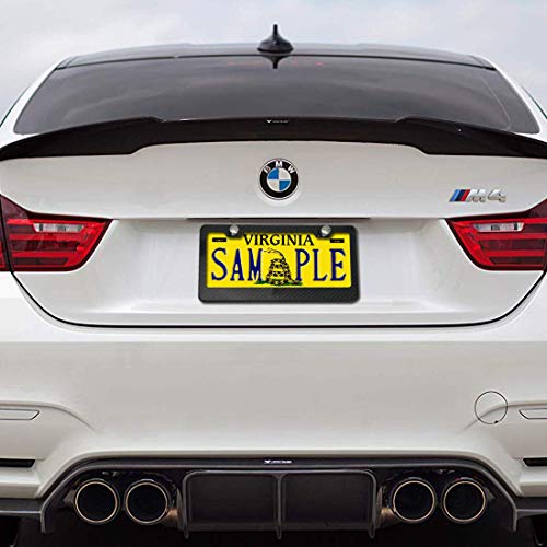 Bggtmo License Plate Frame Carbon Fiber- Black Aluminum Car Tag Frame Holder Printed Carbon Pattern With Stainless Steel Plate Screws And Black & Chrome Caps #TOP6