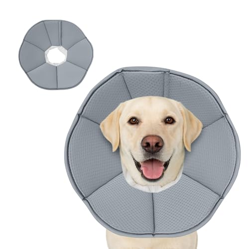 Image of MAXFUT Dog Cone Collar,Soft Cone for Dogs to Stop Licking After Surgery,Non Inflatable Dog Donut Cone (Grey, XL)