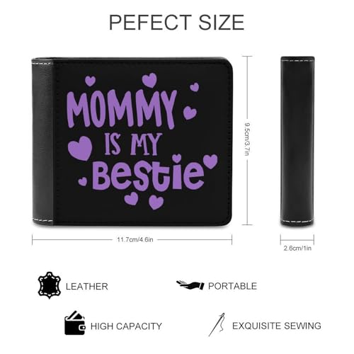 Mommy Is My Bestie Fashion Bifold Wallets for Men Women Slim & Thin Credit Card Holder Wallet Purse2