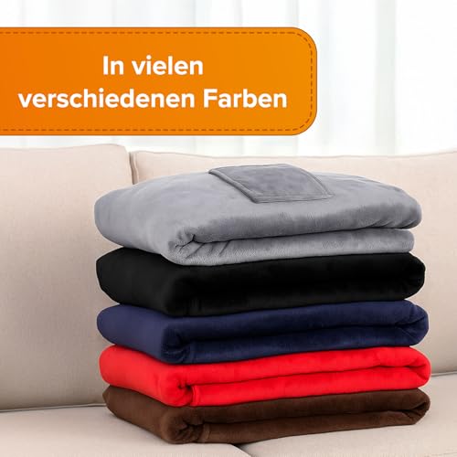Kuscheldecke XL mit Ärmeln - Bestickt mit Namen oder Wunschtext - extra große Flauschige Ärmeldecke - gemütliche Wohndecke - personalisiertes Geschenk für Männer und Frauen 150 x 240 cm silber