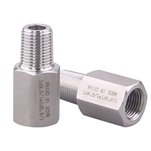 Image of Forged Reducer Adapter Fitting - Stainless Steel 304 Reducing Pipe Connector, 1 /8 inch NPT Female x 1 /8 inch NPT Male (pack of 2)