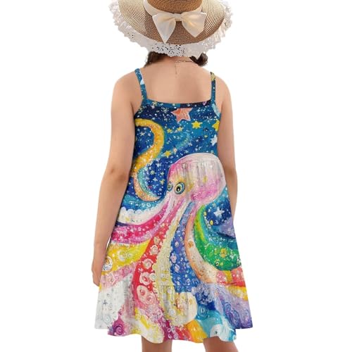 Girls Dresses Summer Casual Flowy Cami Dress Beach Party Soft Sleeveless Midi Pleated Tiered Sundress3