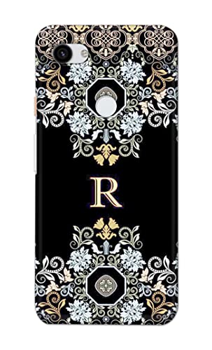 Image of PRINTFIDAA Name II Initial II Letter Alphabet R Floral Pattern Printed Designer Hard Back Case Cover for Google Pixel 3A, G020A, G020E, G020B -(WI) MVN1007