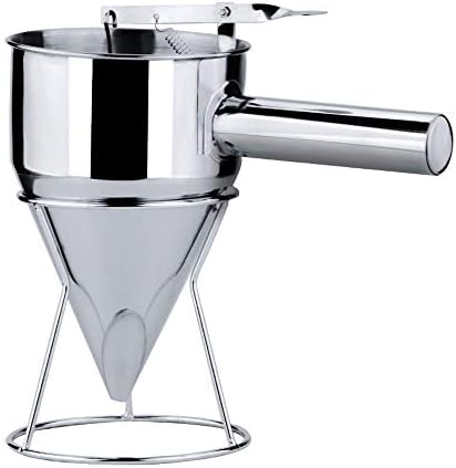 OSLAMP Pancake Batter Dispenser, 1200ml Stainless Steel Kitchen Baking Funnel Piston Funnel Dispenser with Stand for Cake Desserts Bakery Pancake Muffin Cupcakes Making Tool