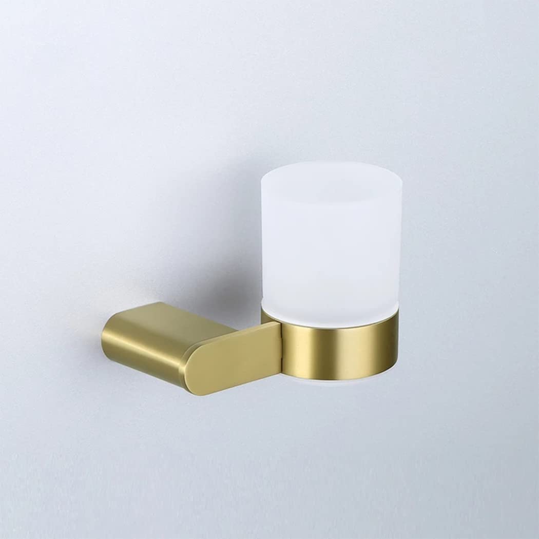 WRIST Zahnbürstenhalter, Wandmontierter Badezimmer-Becherhalter Aus Edelstahl, Gebürstetes Gold, Zahnbürsten-Becherhalter Und Einzelbecher Aus Glas