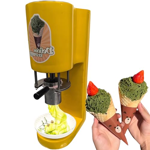 Commercial Ice Cream Spaghetti Maker Machine Gelato Dessert Shop Noodle Press Easy to Use Yellow Ice Cream Dispenser