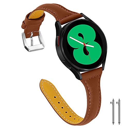 Aliwisdom Leder Ersatz Uhrenarmband 18mm 20mm 22mm für Smartwatch oder Traditionelle Uhren, Universal Echtes Leder lederarmband Schnellverschluss Ersatzarmbänder für Damen (20 mm, Braun) Cover