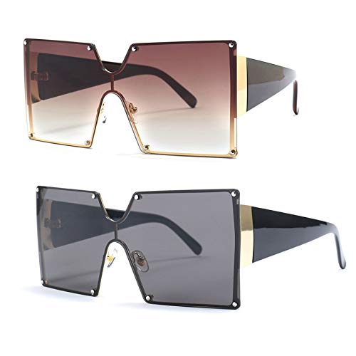Image of mincl /Oversized Shield Sunglasses Woman 2019 Fashion Luxury Shades UV400 Vintage Flat Top Futuristic Sunglasses