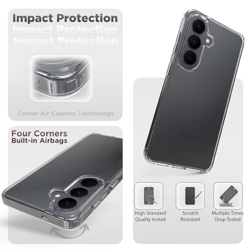 Image of RIGGEAR Shockproof Clear Hybrid Armor Back Cover Case Compatible with Samsung Galaxy S26 (Transparent PC and TPU Bumper)