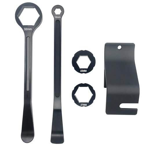 Image of 10mm /0.39''13mm /0.51''22mm /0.87''27mm /1.06''32mm /1.26''Tire Iron Lever Tool Spoon Motorcycle Tire Change Kit Wrench Set Bead Buddy Kit Tire Repair Tool for Bike EXC SX XC EXCF Dirt Pit Bike (Black)