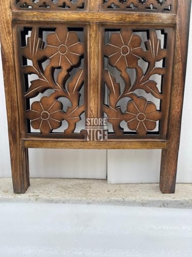 Image of Wooden Room Wall Partition /Divider /Separator for Home Decor /Bedroom /Office /Kitchen, (4 Feet) (4 Feet 2 Panel Colour Brown)