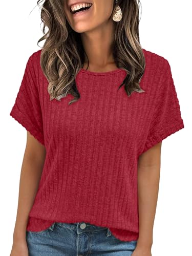 Image of AUTOMET Womens Short Sleeve Tops Fall Shirts 2026 Lightweight Sweater | Dressy Casual Blouse, Fashion Summer Clothing, Cute Spring Outfits, Business Work Tunic, Trend Boho