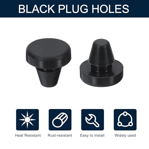 Image of UXCELL 10pcs 3 /16 inch (5.9mm) Button Hole Plugs - Snap-in Locking, Waterproof, Black