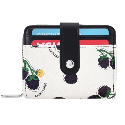 Sunwel Fashion Cute Prints Wallet Card Slots Small Wallet with Zipper Coin Pouch Wallet for Women Girls (BLACKBERRY)