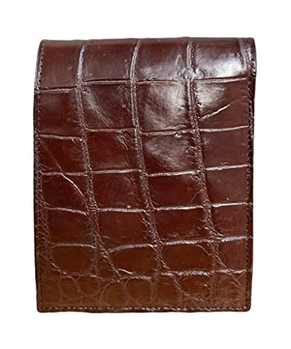 Genuine crocodile alligator leather skin brown bifold wallet for men, leather Men's wallet with 8 ́credit card slot