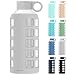 purifyou Premium Glass Water Bottle with Silicone Sleeve and Stainless Steel Lid, 12 / 22 / 32 oz (Pastel Gray, 22 oz)
