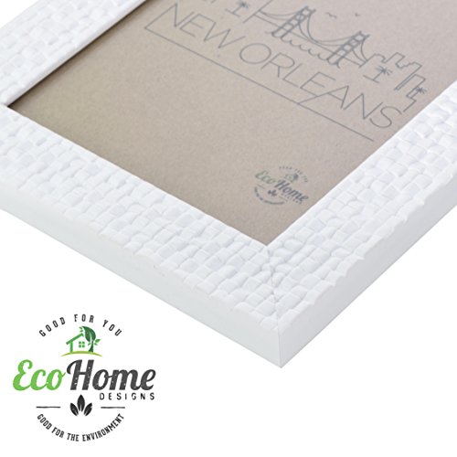 Ecohome 5X7 Picture Frame White Tile - Modern Mosaic, Ornate, Mount Or Tabletop Display Frames #TOP3