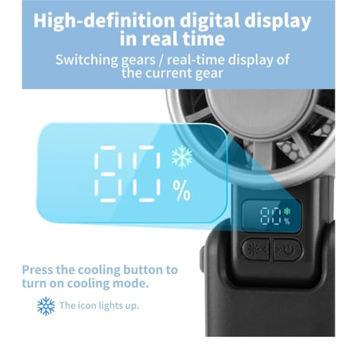 Ventilador de mano de 5 velocidades con pantalla digital para controlar el aire 5